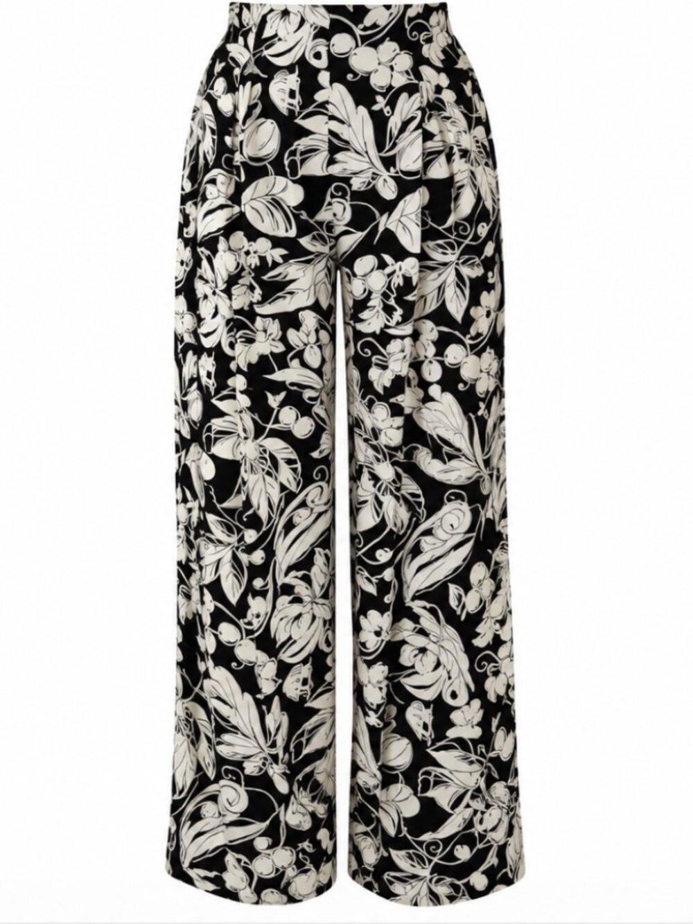 Vintage Barbara Black & White Floral Wide Leg Palazzo Pants Sz Medium